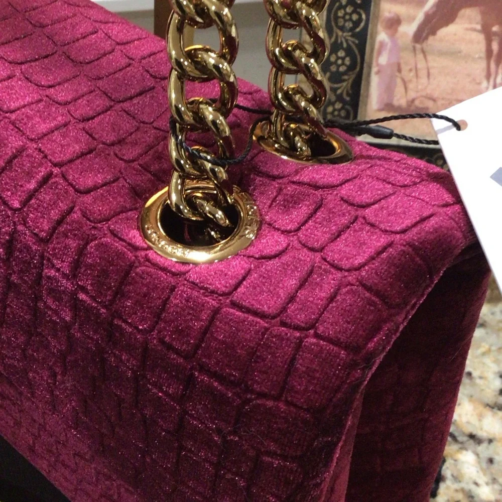 NEW Kurt Geiger Wine Velvet Brixton Bag (large)